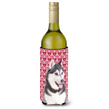 Hearts Love and Valentine's Day Alaskan Malamute Sticla de vin Izolator pentru bauturi Hugger KJ1189LITERK
