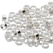 Les perles de sertissage tube tube 4 x 3 mm 100 pices de couleur argente de forme cylindrique