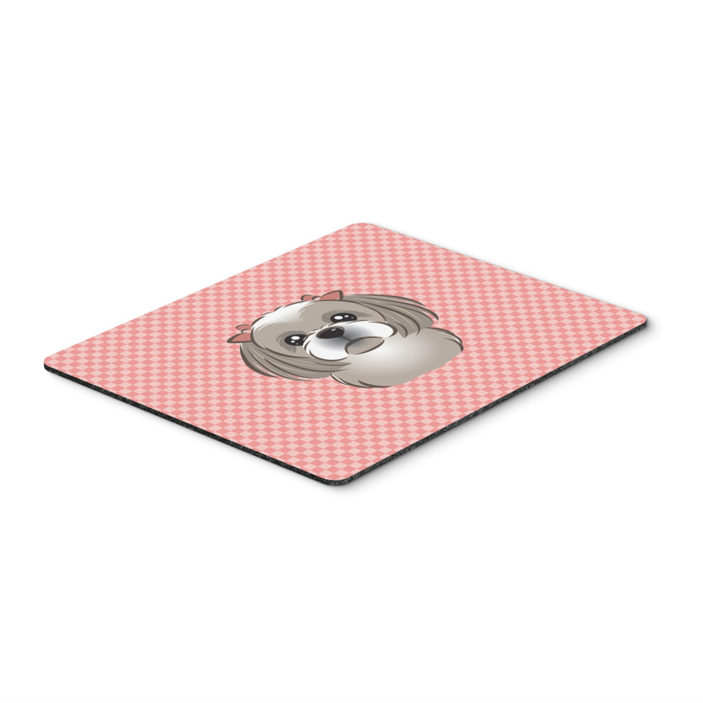 Caroline's Treasures Checkerboard Shih Tzu Mouse Pad/Hot Pad/Trivet Bb1250mp Pink/Gray/Silver 615872913893