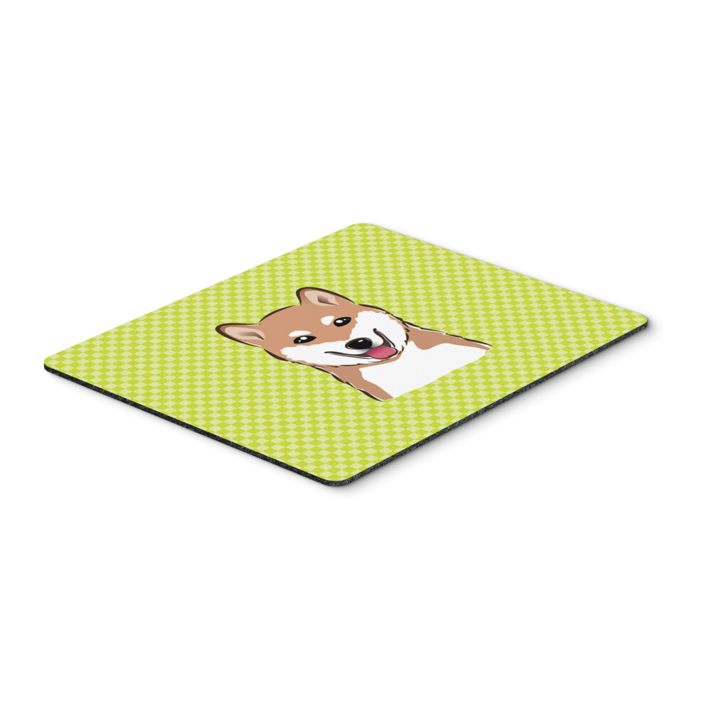 Caroline's Treasures Checkerboard Lime Shiba Inu Mouse Pad/Hot Pad/Trivet Bb1287mp Green 615872914265