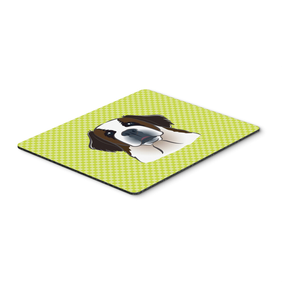 Caroline's Treasures Checkerboard Lime Saint Bernard Mouse Pad/Hot Pad/Trivet Bb1308mp Green 615872914470