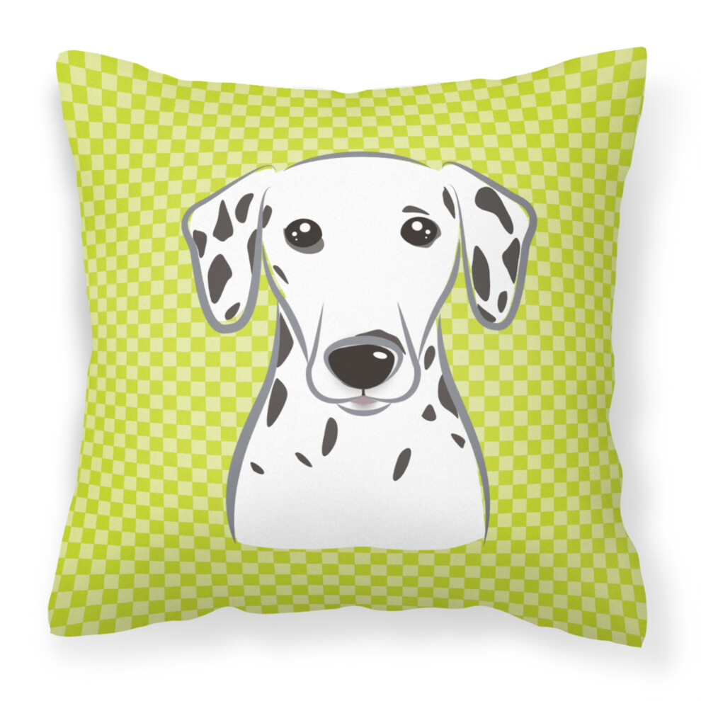 """"Caroline's Treasures BB1272PW1414 Cuscino Decorativo A Scacchiera Con Motivo Dalmata Verde Lime, Grande, Multicolore""""-image