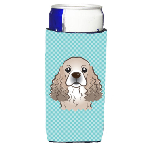 Checkerboard Blue Cocker Spaniel Ultra Beverage Isolators til slanke dåser BB1154MUK