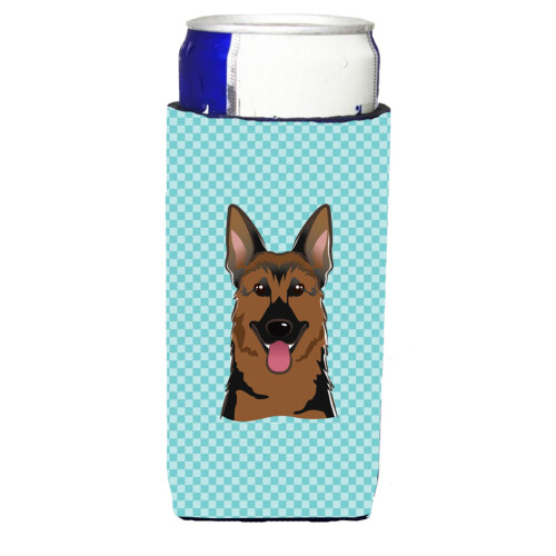 Checkerboard Blue German Shepherd Ultra Beverage Isolators til slanke dåser BB1149MUK