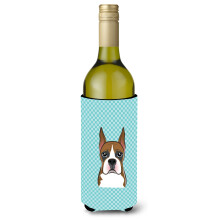 Checkerboard Blue Boxer Wine Bottle Beverage Insulator Hugger BB1161LITERK