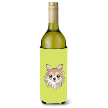 Checkerboard Lime Green Chihuahua Wine Bottle Beverage Insulator Hugger BB1313LITERK