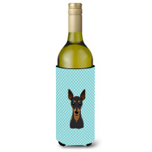 Checkerboard Blue Min Pin Wine Bottle Beverage Insulator Hugger BB1178LITERK
