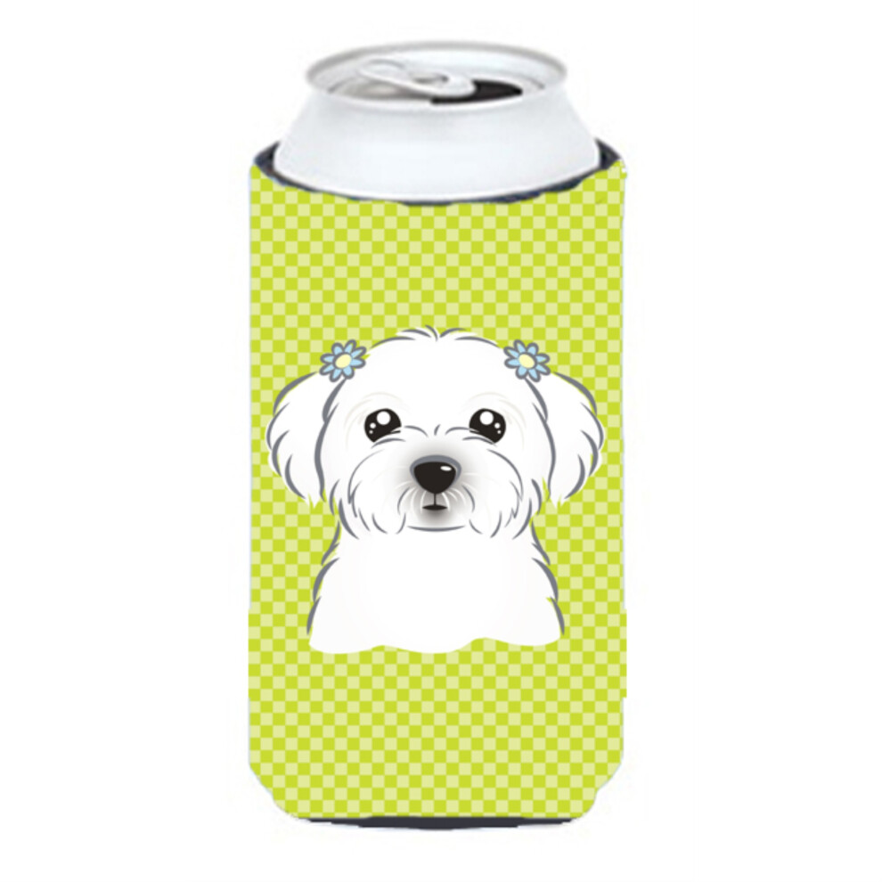 Checkerboard Lime Green Maltese Tall Boy Drankisolator Hugger BB1270TBC-image