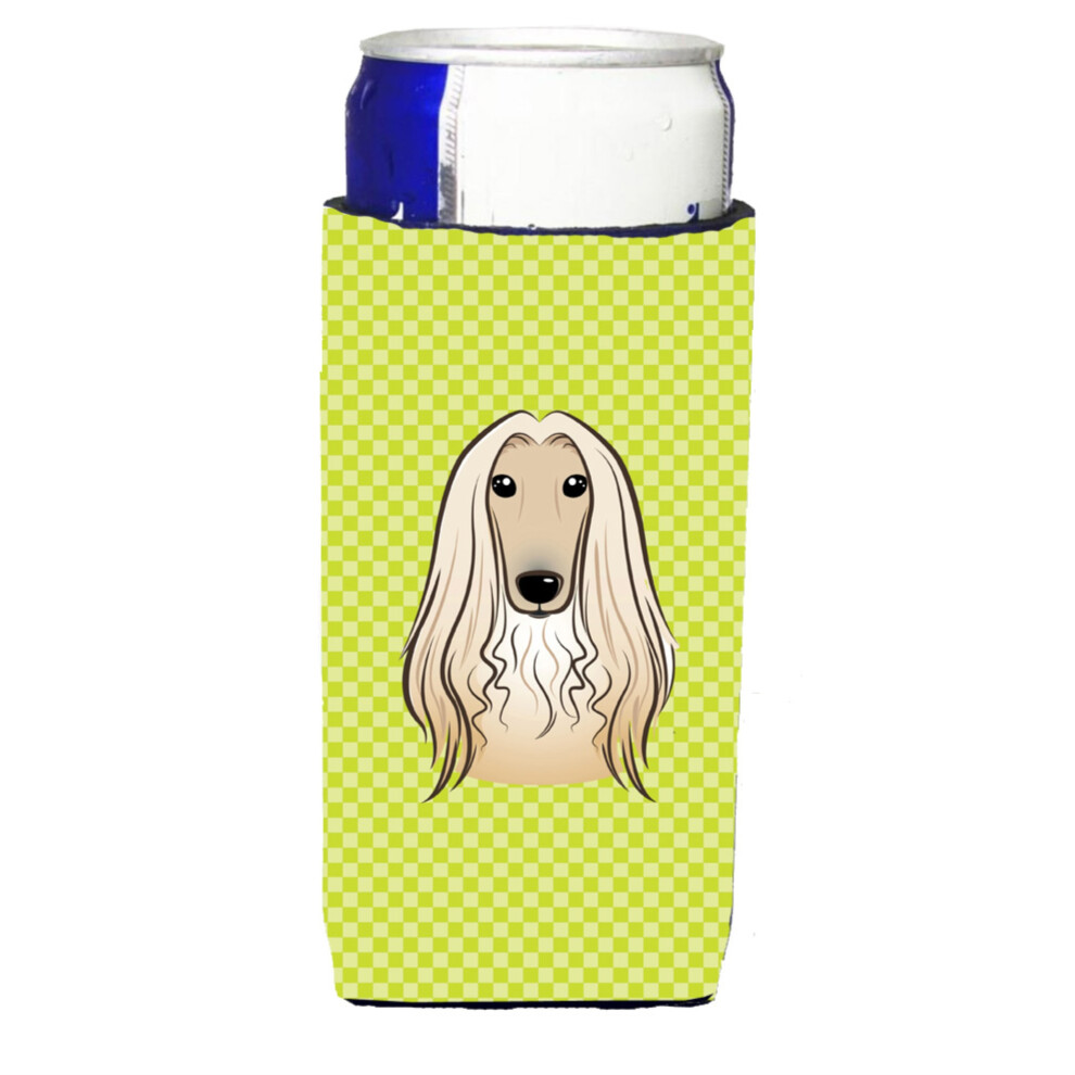 Checkerboard Lime Green Afghan Hound Ultra Beverage Izulatory Do Szczuplych Puszek-image