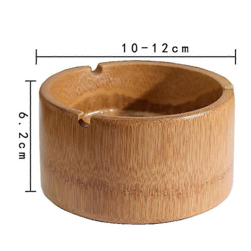 Ashtray, Bamboo Ashtray, Windproof Desktop Round Ash Tray for Office Decoration 1