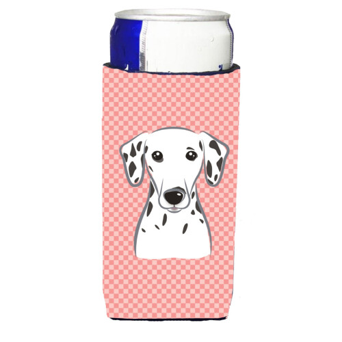 Checkerboard Pink Dalmatian Ultra Beverage Isulators til slanke dåser BB1210MUK