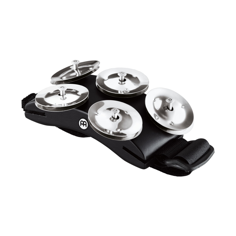 Meinl Percussion CFT5-BK Cajon Foot Tambourine with Steel Jingles Black