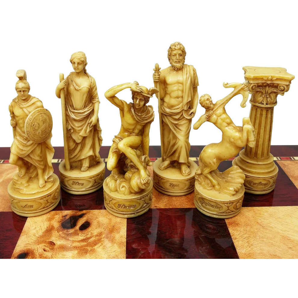 Greek Gods Mythology Set of Chess Men Pieces Hand Painted - NO Board-image-OPC-PDPPHMB-NEW