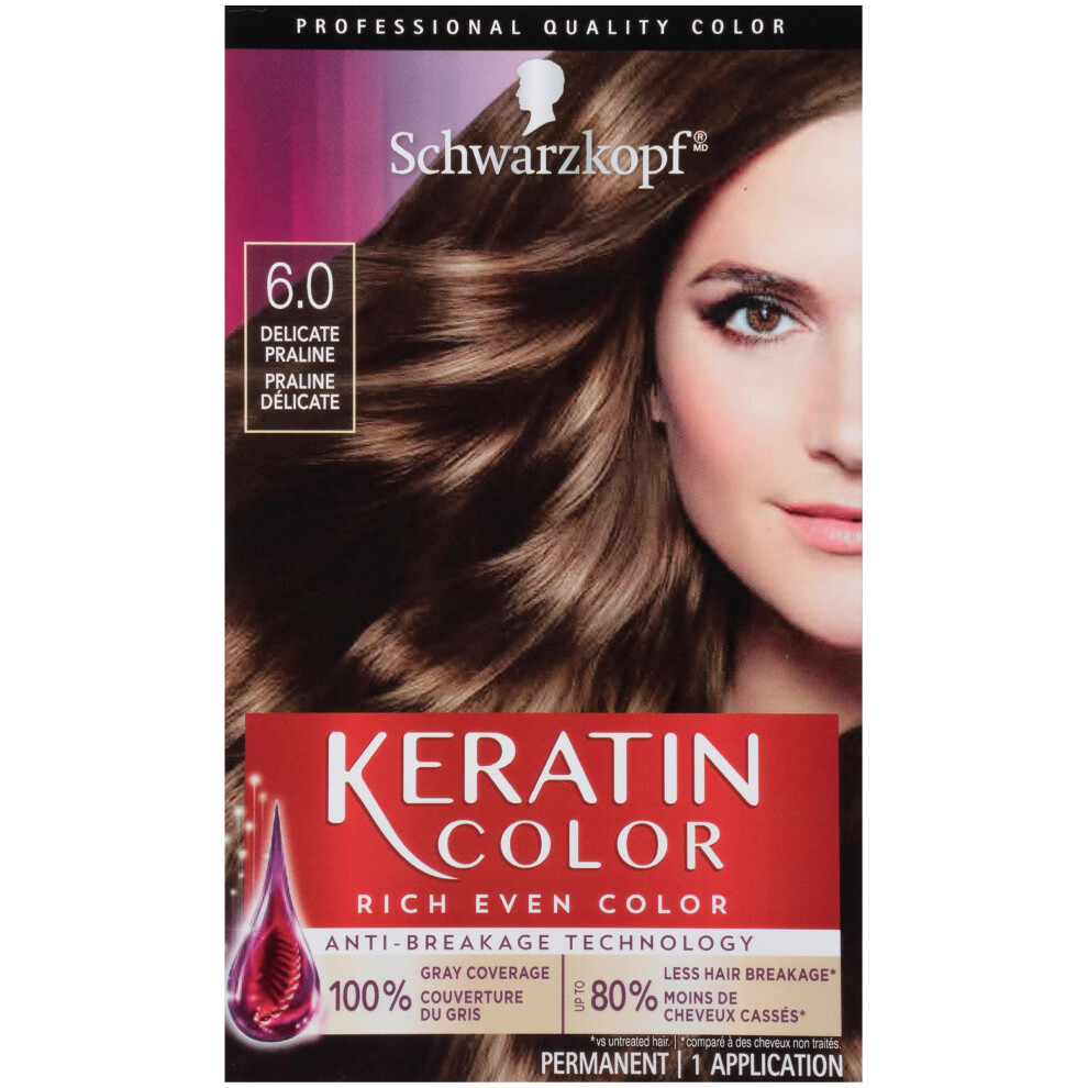 Schwarzkopf Keratin Color Permanent Hair Color 6.0 Delicate Praline Cream