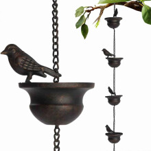 Mobile bird rain chain, suitable for drainage channels with hooks, wind chimes, garden iron decoration