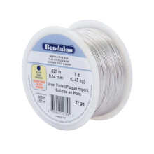 Beadalon Wickeldraht im deutschen Stil, rund, versilbert, 22 Gauge, 500 Fu