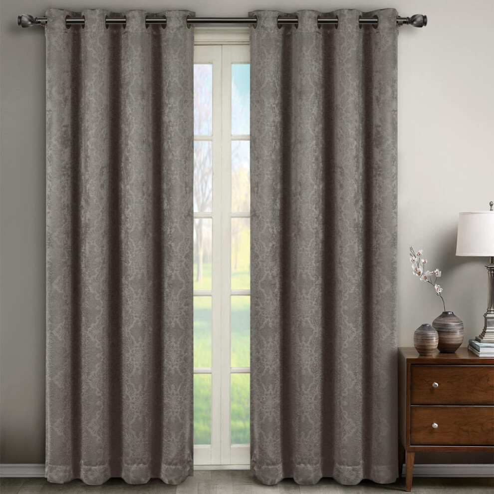 Royal Hotel Bedding Bella Graue Verdunkelungsvorh Nge Mit Sen, Gewebt, Gepr Gt, F R Fenster, 2 St Ck, Je 132,1 X 274,3 Cm-image