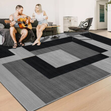 (200x290 cm (6 ft 5 in x 9 ft 5in)_Extra Large Rugs Bedroom Living Room Printed Area Rug, Milo Black Grey) Grey Non Slip Rugs Printed Carpet Runner Door Mats