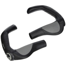 Ergon - GP5 Lock-on Fahrradlenkergriffe mit verlngertem Lenkerende, normale Kompatibilitt fr Hybrid-Fahrrder, Gre S, Schwarz/Grau