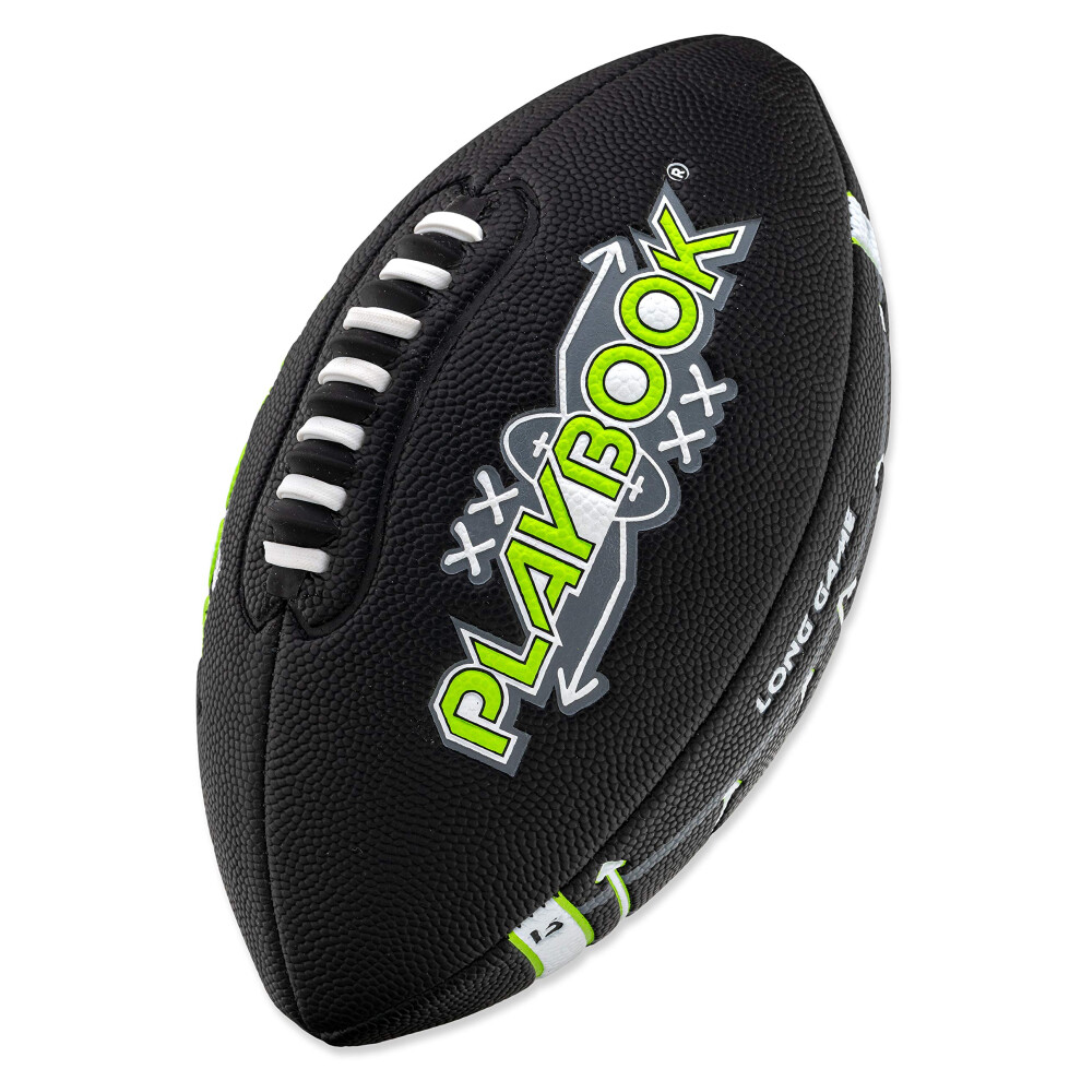 Franklin Sports Kids Football - Playbook Junior Football with Play Diagrams - Small Youth Football with Soft Cover - Black 10x6