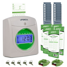 Paquete de reloj de tiempo uPunch con 100 tarjetas, 2 cintas, 2 soportes para tarjetas de tiempo y 6 llaves HN3500
