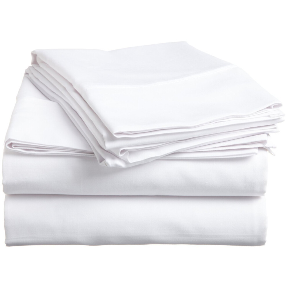 Housse de couette 3 pi   ces 100 % coton    gyptien 500 fils au pouce carr   , fermeture    clair unie blanche, taille Queen.