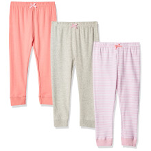 Unisex bavlnen nohavicky Luvable Friends s pruhmi, svetloru ov , koralov , 3-6 mesiacov