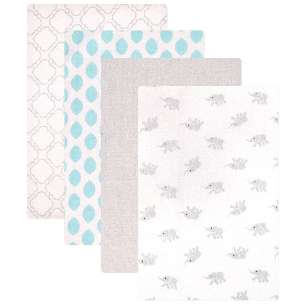 Luvable Friends Flannel 4 Piece Receiving Blankets, Elephant By Luvable Friends-image