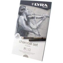 Lyra Rembrandt Charcoal Set - Assorteret s?t kulstof- og tr?kulblyanter og tilbeh?r til kunstnere og studerende i alle aldre - Alsidig pil og kom