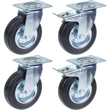 125mm 5" Gummireifen, Lenkrad und Bremse, starke 480kg Tragfähigkeit, 4er Set