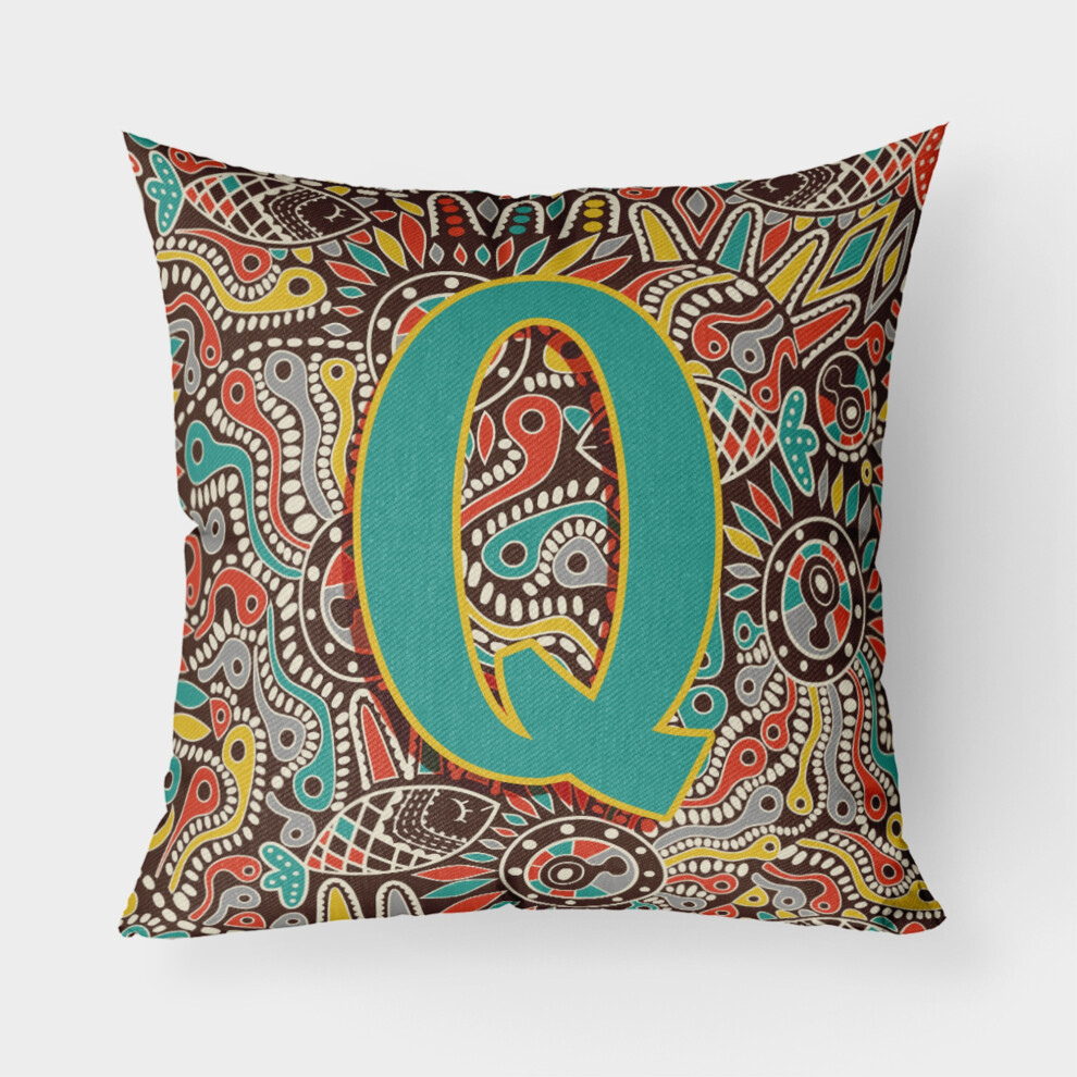 Coussin Lettre Q R Tro Tribal, 45,7 X 45,7 Cm, Multicolore, Caroline's Treasures CJ2013-QPW1818-image