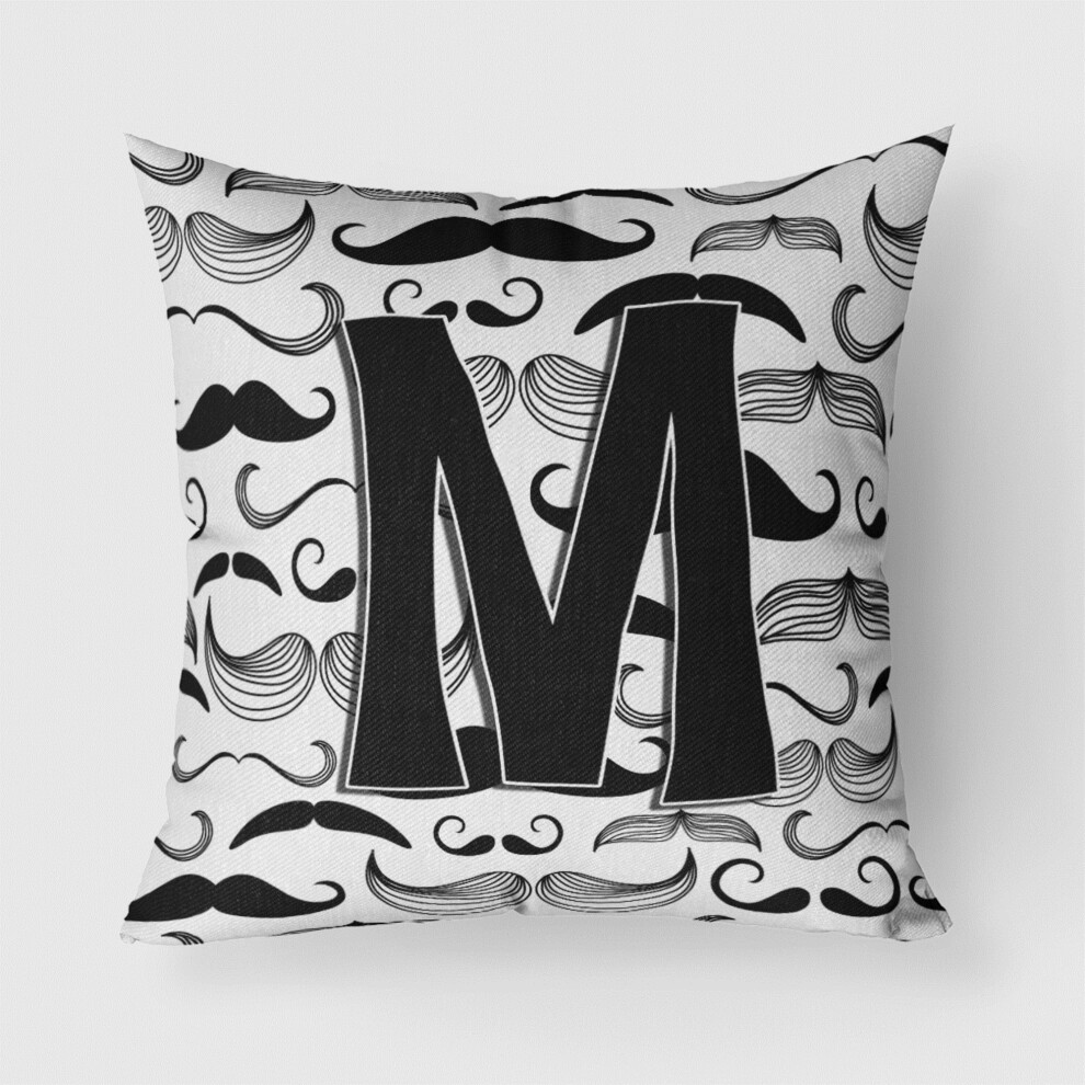 Coussin D Coratif En Toile Caroline's Treasures CJ2009-MPW1818, Lettre M, Moustache, Initiale, 45,7 X 45,7 Cm, Multicolore-image