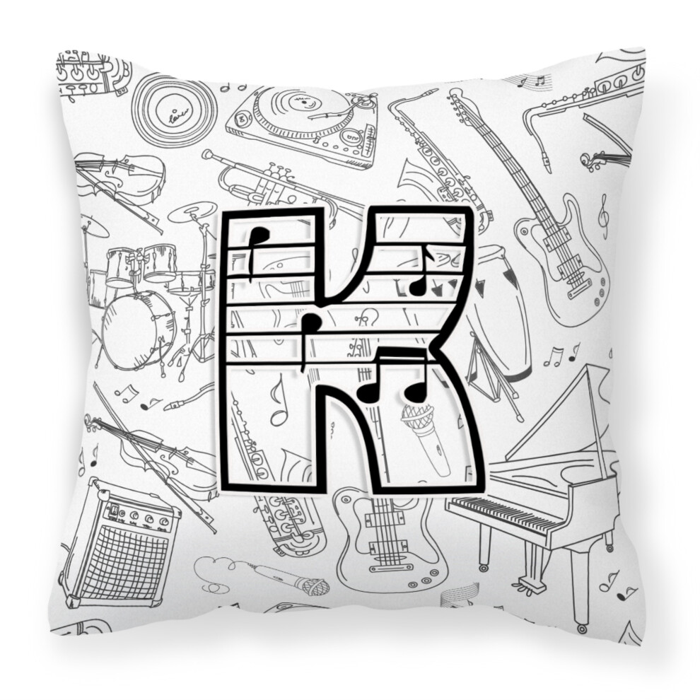 """"Caroline's Treasures CJ2007-KPW1414 Cuscino Decorativo Con Lettera K E Note Musicali, Grande, Multicolore""""-image