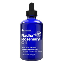 Radha Beauty Rosmarinolje 4 oz - 100% ren terapeutisk kvalitet, dampdestillert for aromaterapi, hodebunnspleie og hårvekst
