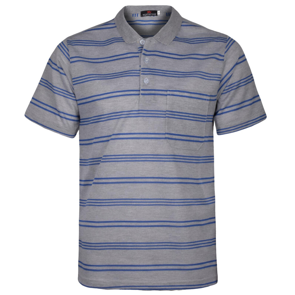 (Light Grey, L) Mens Regular-Fit Pique Cotton Blend Polo Shirts