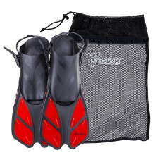 Seavenger Torpedo Zwemvinnen | Reisformaat | Snorkelvinnen met Mesh Tas voor Dames, Heren en Kinderen (Rood, L/XL)
