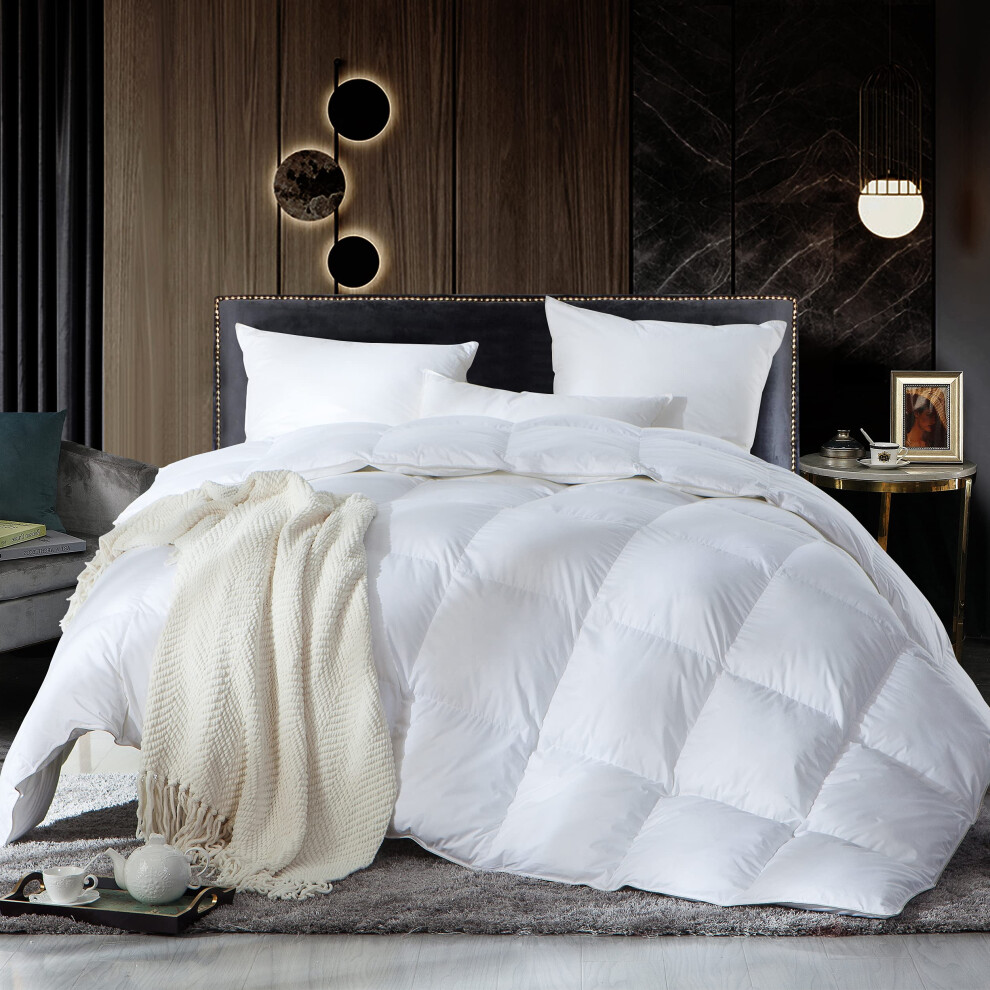 Couette luxueuse en duvet d'oie et plumes, taille King/California King, housse 100 % coton    gyptien, garnissage 1,98 kg, toutes saisons, blanche