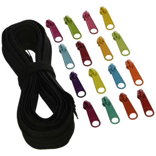 Zipper Yard Patterns By Annie, Noir avec Tirettes Multicolores