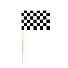 Formula Race Chequered Flag 7cm Cocktail Sticks x 24 Black and White