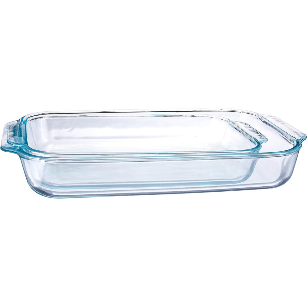 Pyrex Basics Clear Oblong Glass Baking Dishes  2 Piece Value Set - 3qt & 2qt - Original Genuine Pyrex - Made in the USA