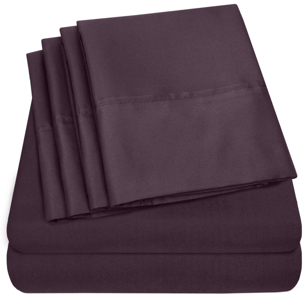 Sweet Home Collectio Purple Queen Sheets - 6 Piece 1500 Supreme Collection Fine Brushed Microfiber Deep Pocket Queen Sheet Set Bedding - 2 Extra Pillow Cases Great Value