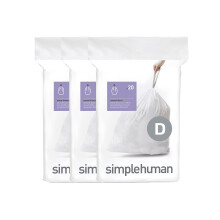 simplehuman code D custom Fit Drawstring Trash Bags in Dispenser Packs 60 count 20 Liter 53 gallon White