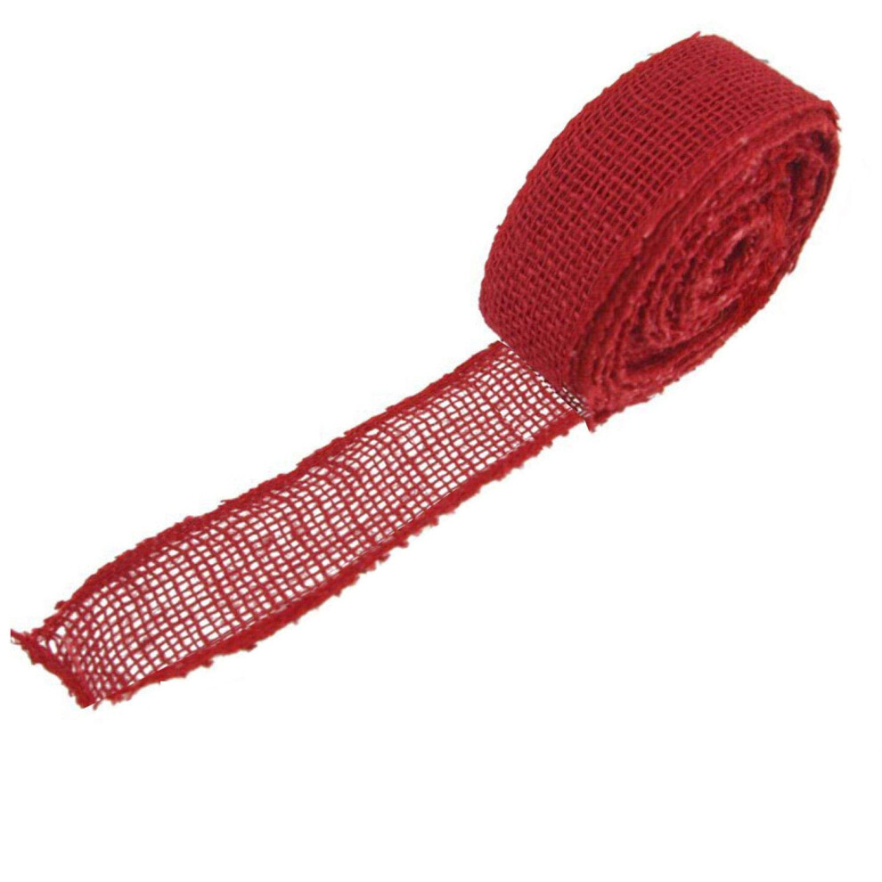 JubileeYarn 1,5"""" brede 10 yard cranberry jute stof knutsellint rol 2 stuks