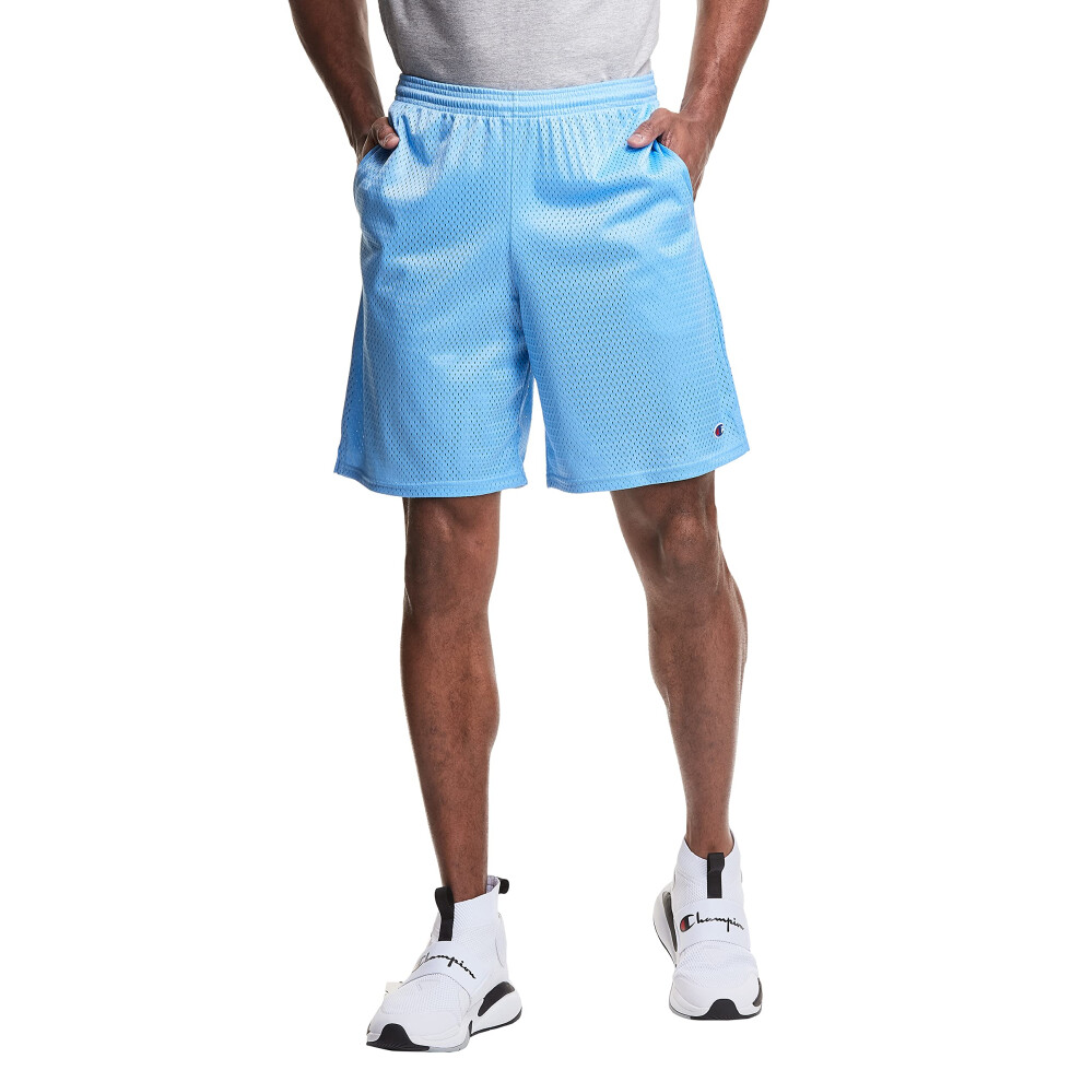 Champion mens 9 Shorts  Mesh Shorts  9  Mesh Basketball Shorts  Mesh Gym Short  Swiss Blue-407q88  Large US