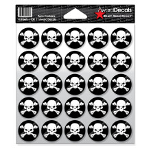 Award Decals New Skull and CrossBone (White on Black) Sticker Set 1 """" (100 m?rkater) De originale Award Decals Premium 20mil tykke hjelmoverf?ri