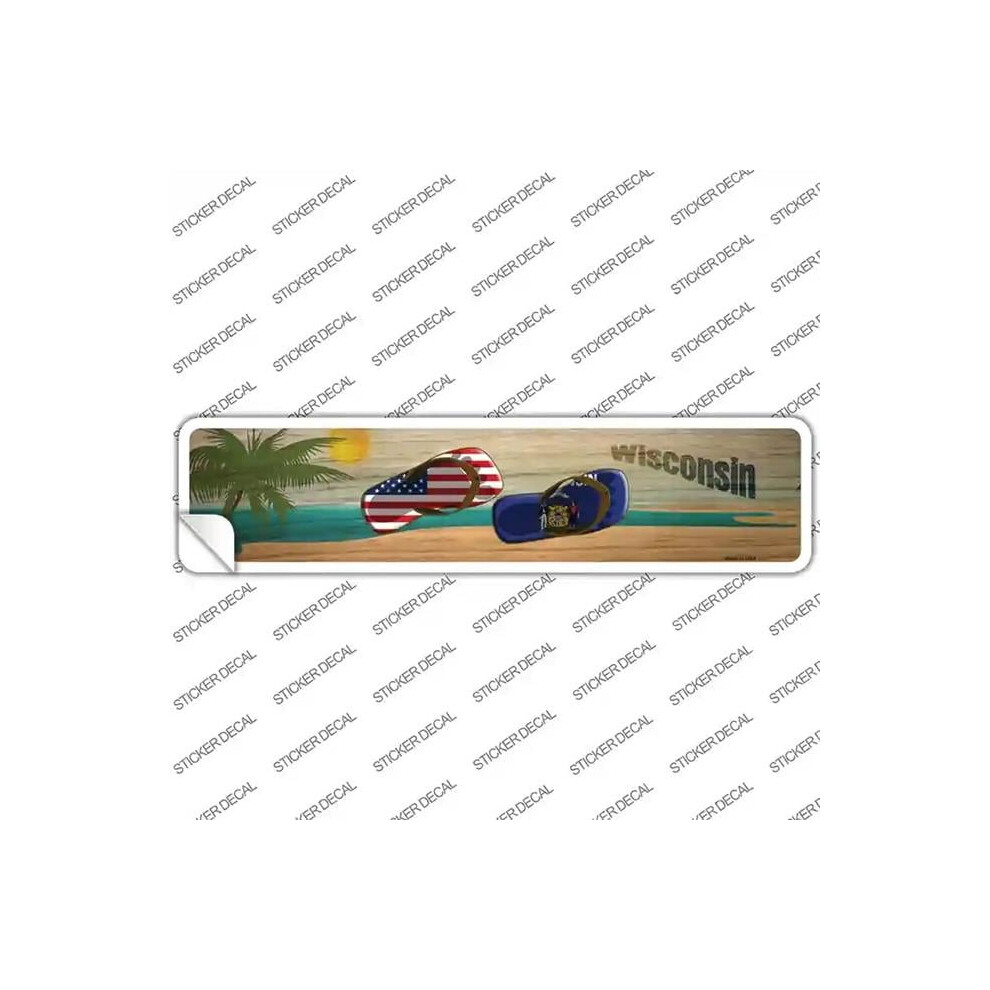 Smart Blonde K-1522S-L Wisconsin & Us Flag Novelty Narrow Sticker Decal - Large 731997829946