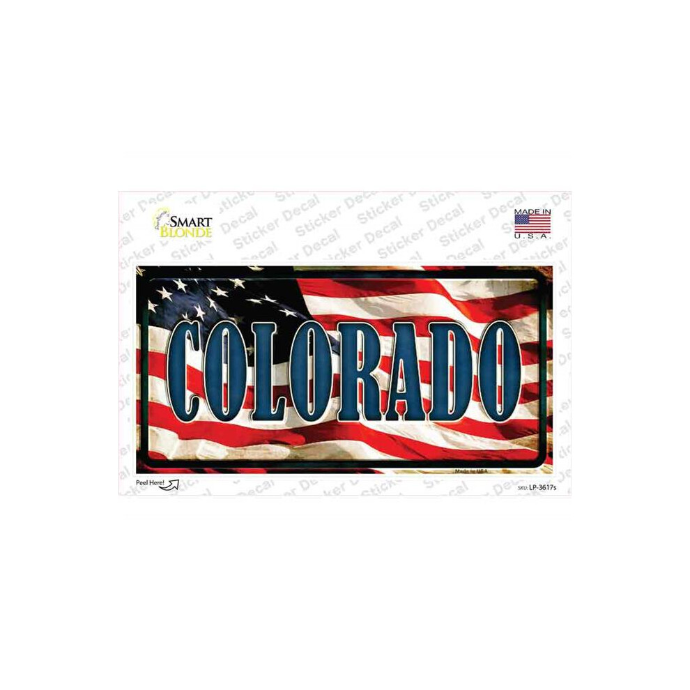 Smart Blonde Lp-3617S-M Colorado On American Flag Novelty Sticker Decal - Medium 731997925372