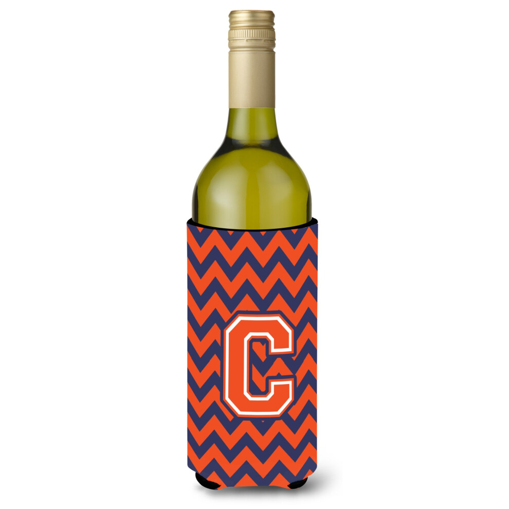Letter C Chevron Oranje Blauwe Wijnfles Drank Isolator Hugger CJ1042-CLITERK-image