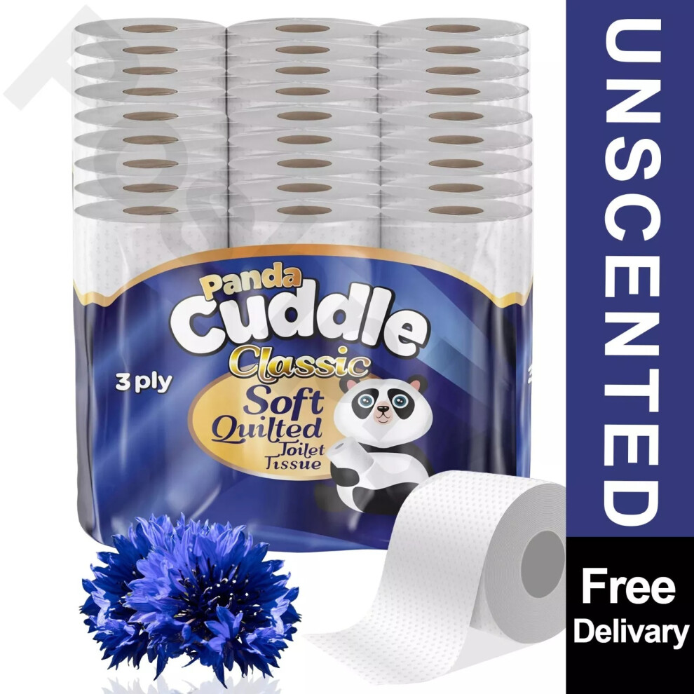 (72 Rolls) 3Ply Panda Cuddle Unscented Toilet Paper Rolls