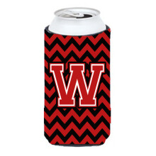 Litera W Chevron Black and Red Tall Boy Beaverage Izsolator Hugger CJ1047-WTBC
